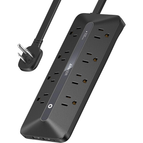 Flachstecker-Steckdosenleiste 8AC2USB-C2USB-A5ft900J