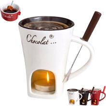 Chocolate Fondue Cup with Fork and Candle