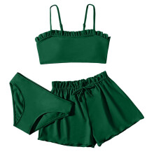 Girls' Solid Bikini Swimwear Set 3-Piece for Ages 14-16