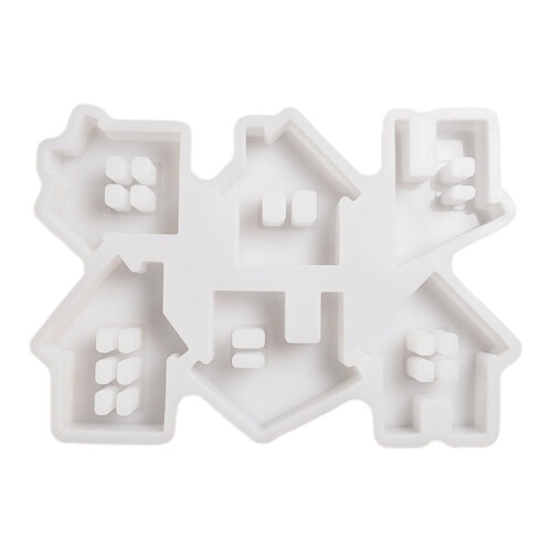 Ensemble de 6 moules en silicone en forme de maison pour bougies,