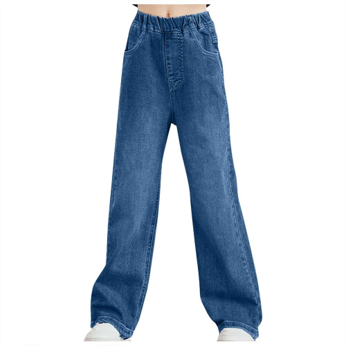 Sommerjeans für Mädchen, elastischer Bund, lange Freizeithose 2