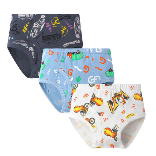 Boy's Summer Briefs Cartoon Car Print 3 Pack