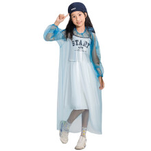 Kids Plain Buttoned Thick Rain Poncho for Summer Autumn
