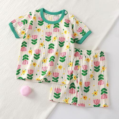Ensemble pyjama enfant vert à imprimé raglan, 2 pièces, 2-3 ans 1