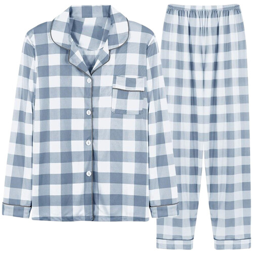 Dampyjamasset Blå långärmad topp och byxor M 1