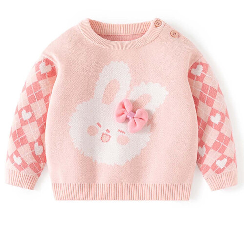 Pull en coton à col rond pour fille, imprimé graphique, 6 mois-5 ans 1