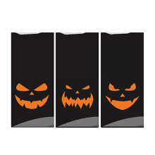 Halloween-godbitposer i plast med gresskarmotiv, 50 stk