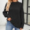 Schwarzer Damen-Strickpullover mit Rundhalsausschnitt, lockere Passform 2
