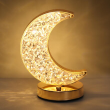 Luminária de mesa em formato de lua crescente, com intensidade ajustável por toque, 3 cores e recarregável.