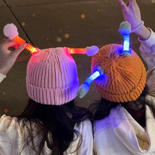 Πλεκτό καπέλο Beanie με μάτια, μπλε, ζεστό χειμωνιάτικο καπέλο 2