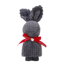 Serviette Ă main en tricot gris absorbante en forme de lapin, 30 x 60 cm