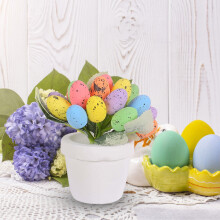 Easter 12cm Egg Pot Artificial Decorative Egg Planter Outdoor Garden Home Tabletop Basket Centerpiece Spring Holiday Rustic Handmade Decor for Party
