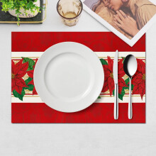 Kerstplacemats rood 45x30cm 4 stuks Waterdicht Wasbaar