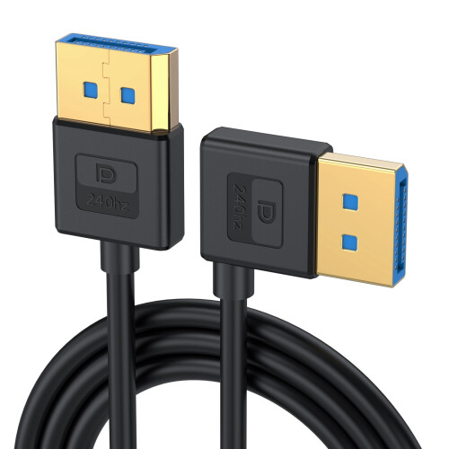Cabo DisplayPort 1.4 de silicone com ângulo de 90, 30–100 cm