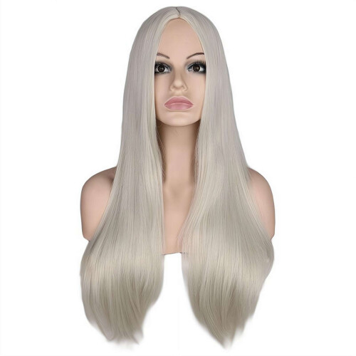 Parrucca sintetica lunga e liscia, ideale per costume di Halloween.