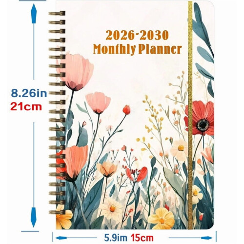 Μηνιαίος Σχεδιαστής 2026-2030 με Tabs και Pocket3pcs