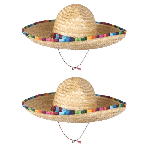 Mexický sombrero klobúk, slamený, 2 ks