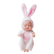 Lebensechte Mini-Kinderpuppe mit Tierkleidung, 1 Stück