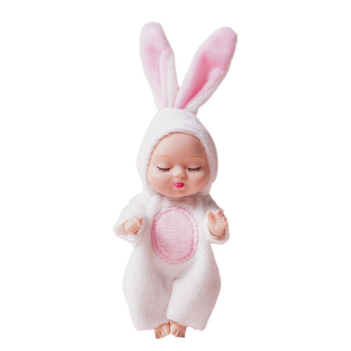 Lebensechte Mini-Kinderpuppe mit Tierkleidung, 1 Stück