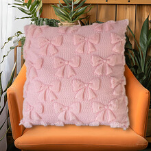 Housse de coussin décorative en peluche douce avec nœud papillon, 45 x 45 cm
