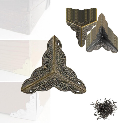 Protector de esquina triangular de bronce para muebles, 1x1 pulgada.