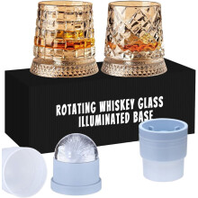 Whiskyglas med roterende lysende base 2 stk.