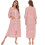 Cappotto da casa da donna a righe con tasche, manica a 3/4, lunghezza intera 4