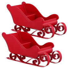 Weihnachtsschlitten-Figurenset, roter Kunststoff, 2 Stück