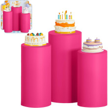 Conjunto de 3 capas cilíndricas em spandex rosa choque
