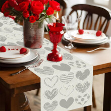 Tovaglia di San Valentino con cuori bianchi, 4 misure