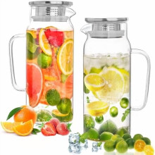 Glassmugge med lokk 2-liter 2-pakning