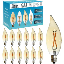 Ampoules Edison en verre ambré, lot de 12, culot E12, 2 W, 2200 K