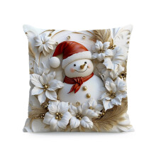 Gouden en witte kerstkussenhoezen 18x18 cm, set van 2