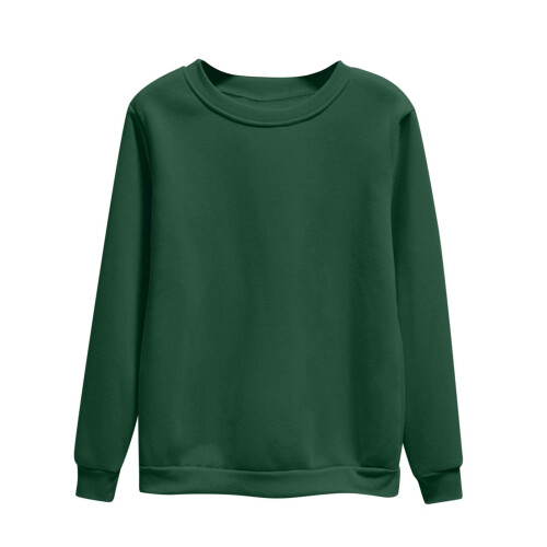 Damen-Langarm-Sweatshirt, einfarbig, Rundhalsausschnitt 1