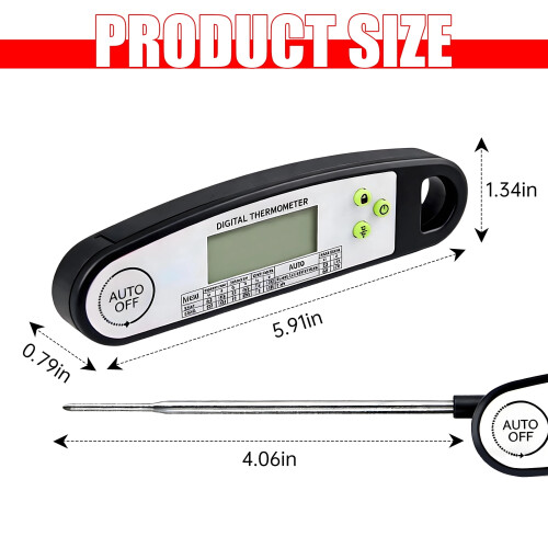 Digital matlagningstermometer med hopfällbar sond vattentät 1