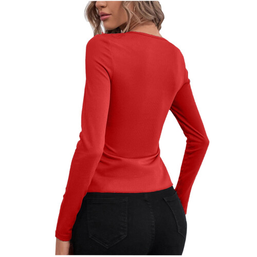 Γυναικείο Μπλούζα με V-Neck από Πολυεστέρα και Μακρυμάνικο, Άνοιξη/Καθημερινό 2