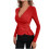 Damen-Polyester-Langarmshirt mit V-Ausschnitt, lässig, Frühling 4