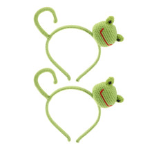 2Pcs Crochet Frog Headbands Cute Big Eyes Animal Hair Accessory for Decor