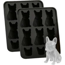 Moule à glaçons Bouledogue français – Silicone 3D, 6 cavités