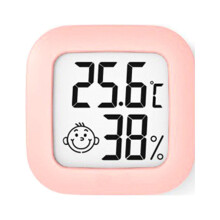 Mini digitalt termometer hygrometer lyserødt LCD-display