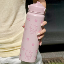 Hello Kitty vattenflaska i rostfritt stål 800 ml rosa rosett