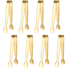 pinzas metálicas mini doradas, pinzas pequeñas de acero inoxidable de 10,9 cm (4,3"), pequeños accesorios de cocina para servir comida, hielo,