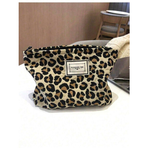 Make-uptas met luipaardprint voor dames, waterdicht, grote inhoud