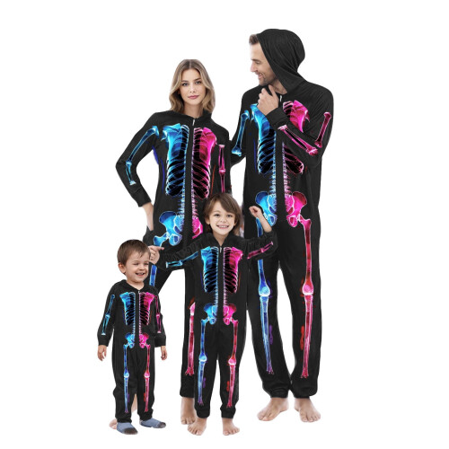 Halloween-skeleton perhepyjamahuppusetti 1