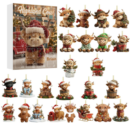 Κούκλα Highland Cow Advent Calendar2 τεμάχια