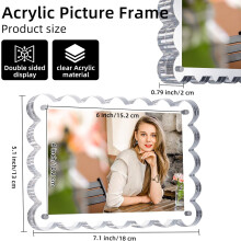 Akrylový fotorámeček 4x6 palců, magnetický, vroubkovaný, 3 kusy