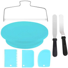 Plato giratorio para decoración de pasteles con peine, alisador y 2