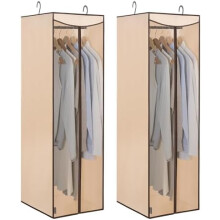 Housses à vêtements suspendues avec fenêtre transparente, lot de 2, beige
