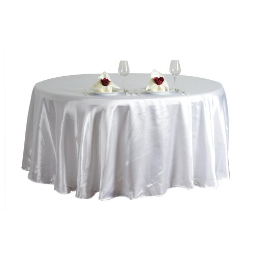 BalsaCircle 120" Runde Satin-Tischdecke Weiß 1