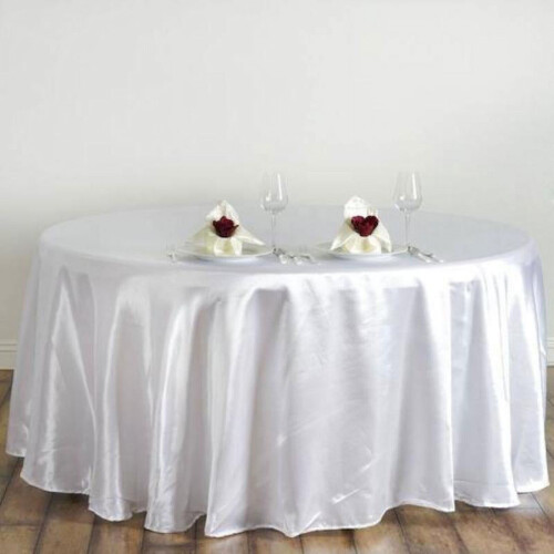 BalsaCircle 120" Runde Satin-Tischdecke Weiß 2